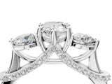 Silver Pear Cut Diamond Three-Stone Ring with Prong Setting and Pavé Band_59