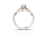 Silver Pear Cut Diamond with Citrine side stone Halo Twist Band Solitaire Prong Setting Ring_3