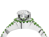 Silver Pear Cut Diamond with Peridot side stone Halo Twist Band Solitaire Prong Setting Ring_4