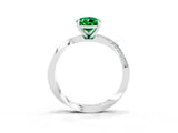 Silver Pear Cut Emerald Engagement Ring with Side Stone Accents and Four-Prong Setting_15