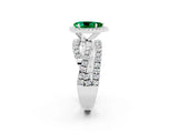 Silver Pear Cut Emerald Halo Ring with Round Split Shank and Prong Setting_81