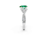Silver Pear Cut Emerald  Halo Twist Band Solitaire Prong Setting Ring_14