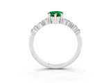Silver Pear Cut Emerald Scattered Round Accent Ring with Prong Setting_63