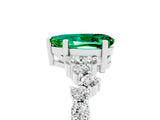 Silver Pear Cut Emerald Scattered Round Accent Ring with Prong Setting_65