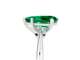 Silver Pear Cut Emerald Solitaire Engagement Ring with Classic Band and Four-Prong Setting_17