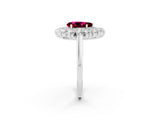 Silver Pear Cut Garnet Floral Double Halo Engagement Ring with Prong Setting_152