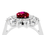 Silver Pear Cut Garnet Floral Double Halo Engagement Ring with Prong Setting_154