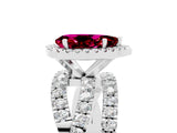 Silver Pear Cut Garnet Halo Ring with Round Split Shank and Prong Setting_71