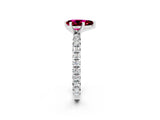 Silver Pear Cut Garnet Pavé Solitaire Ring with Round Band and Prong Setting_44