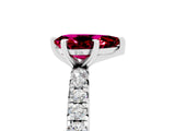 Silver Pear Cut Garnet Pavé Solitaire Ring with Round Band and Prong Setting_47