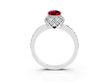 Silver Pear Cut Garnet Scalloped Halo Engagement Ring with Round Shared Prong Band_81