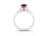 Silver Pear Cut Garnet Solitaire Engagement Ring with Cathedral Setting and Four-Prong Mount_3