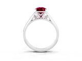 Silver Pear Cut Garnet Solitaire Engagement Ring with Cathedral Setting and Four-Prong Mount_9