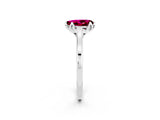 Silver Pear Cut Garnet Solitaire Ring with Flower Prong Setting and Classic Band_2