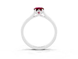 Silver Pear Cut Garnet Solitaire Ring with Flower Prong Setting and Classic Band_3