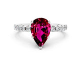 Silver Pear Cut Garnet Solitaire Ring with Round  Pavé Band and Four-Prong Setting_36
