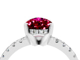 Silver Pear Cut Garnet Solitaire Ring with Round  Pavé Band and Four-Prong Setting_40