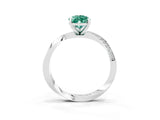 Silver Pear Cut Green Sapphire Engagement Ring with Side Stone Accents and Four-Prong Setting_15