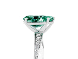 Silver Pear Cut Green Sapphire Engagement Ring with Side Stone Accents and Four-Prong Setting_17