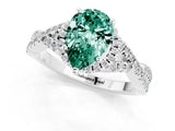 Silver Pear Cut Green Sapphire  Halo Twist Band Solitaire Prong Setting Ring_13