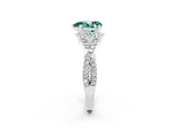Silver Pear Cut Green Sapphire  Halo Twist Band Solitaire Prong Setting Ring_14