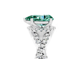 Silver Pear Cut Green Sapphire  Halo Twist Band Solitaire Prong Setting Ring_17