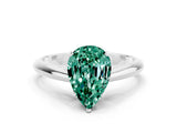 Silver Pear Cut Green Sapphire Solitaire Engagement Ring with Cathedral Setting and Four-Prong Mount_12