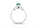 Silver Pear Cut Green Sapphire Solitaire Engagement Ring with Cathedral Setting and Four-Prong Mount_15