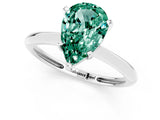 Silver Pear Cut Green Sapphire Solitaire Engagement Ring with Classic Band and Four-Prong Setting_13