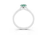 Silver Pear Cut Green Sapphire Solitaire Ring with Flower Prong Setting and Classic Band_15