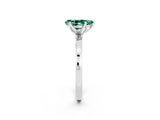 Silver Pear Cut Green Sapphire Solitaire Ring with Thin Band and Prong Setting_56