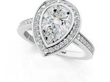 Silver Pear Cut Halo Bezel Diamond Pave Band Ring_14