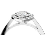 Silver Pear Cut Halo Bezel Diamond Pave Band Ring_17