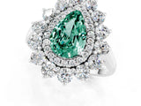 Silver Pear Cut Halo Cluster Diamond Ring with Pave Band and Four-Prong Setting_19