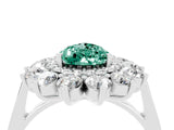 Silver Pear Cut Halo Cluster Diamond Ring with Pave Band and Four-Prong Setting_22