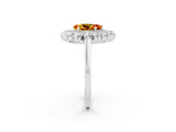 Silver Pear Cut Halo Cluster Diamond Ring with Pave Band and Four-Prong Setting_22
