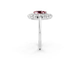 Silver Pear Cut Halo Cluster Diamond Ring with Pave Band and Four-Prong Setting_23