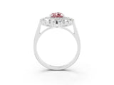 Silver Pear Cut Halo Cluster Diamond Ring with Pave Band and Four-Prong Setting_24