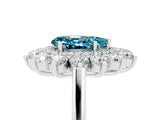 Silver Pear Cut Halo Cluster Diamond Ring with Pave Band and Four-Prong Setting_25