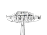 Silver Pear Cut Halo Diamond Cluster Ring with Marquise and Round Stones on a White Gold Band with Prong Setting_18