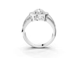 Silver Pear Cut Halo Diamond Engagement Ring with Pave Split Shank and Four-Prong Setting_10