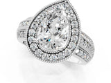 Silver Pear Cut Halo Diamond Engagement Ring with Pave Split Shank and Four-Prong Setting_8
