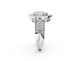 Silver Pear Cut Halo Diamond Engagement Ring with Pave Split Shank and Four-Prong Setting_9