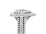 Silver Pear Cut Halo Diamond Ring with Beaded Split Shank and Four-Prong Setting_18