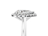 Silver Pear Cut Halo Diamond Solitaire Ring with Pear Cut Band and Four-Prong Setting_12
