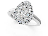 Silver Pear Cut Halo Diamond Solitaire Ring with Pear Cut Band and Four-Prong Setting_8