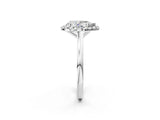 Silver Pear Cut Halo Diamond Solitaire Ring with Pear Cut Band and Four-Prong Setting_9