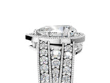 Silver Pear Cut Halo Diamond Split Shank Ring with Prong Setting_12