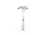 Silver Pear Cut Halo Round Diamond Solitaire Ring with Pavé Band and Four-Prong Setting_14