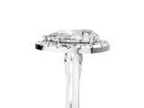 Silver Pear Cut Halo Round Diamond Solitaire Ring with Pavé Band and Four-Prong Setting_17